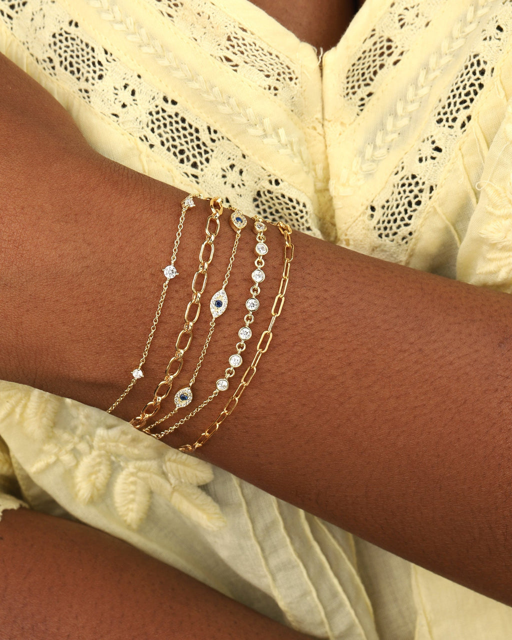 Pavé Evil Eye Station Bracelet