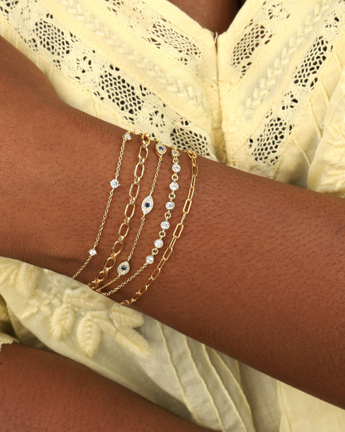 Pavé Evil Eye Station Bracelet