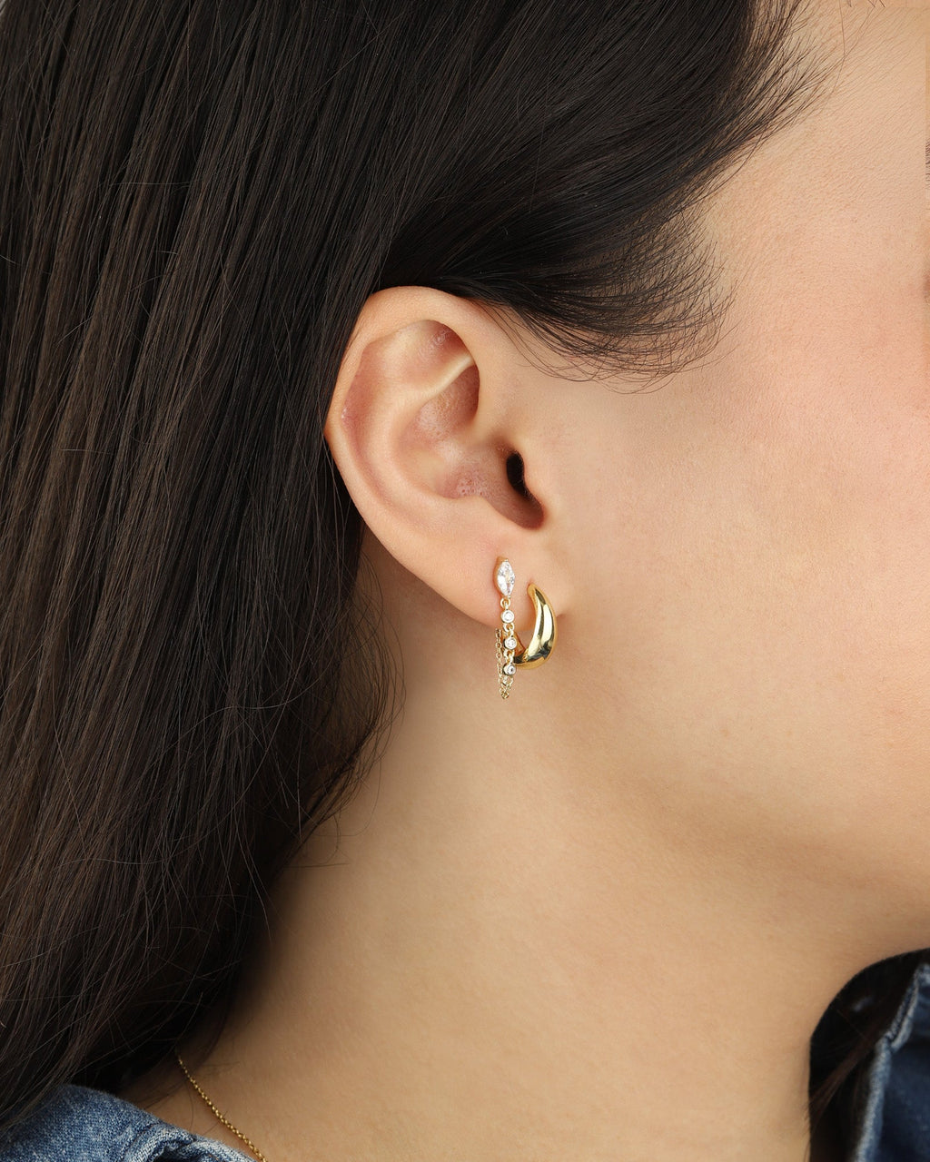 Marquise Chain Single Stud