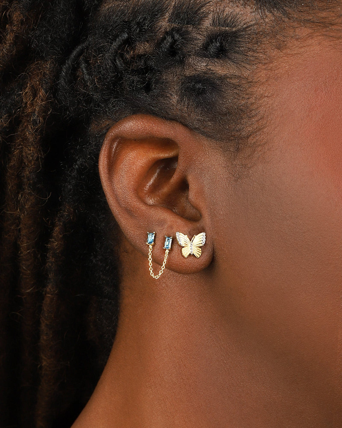 Double Baguette Single Stud