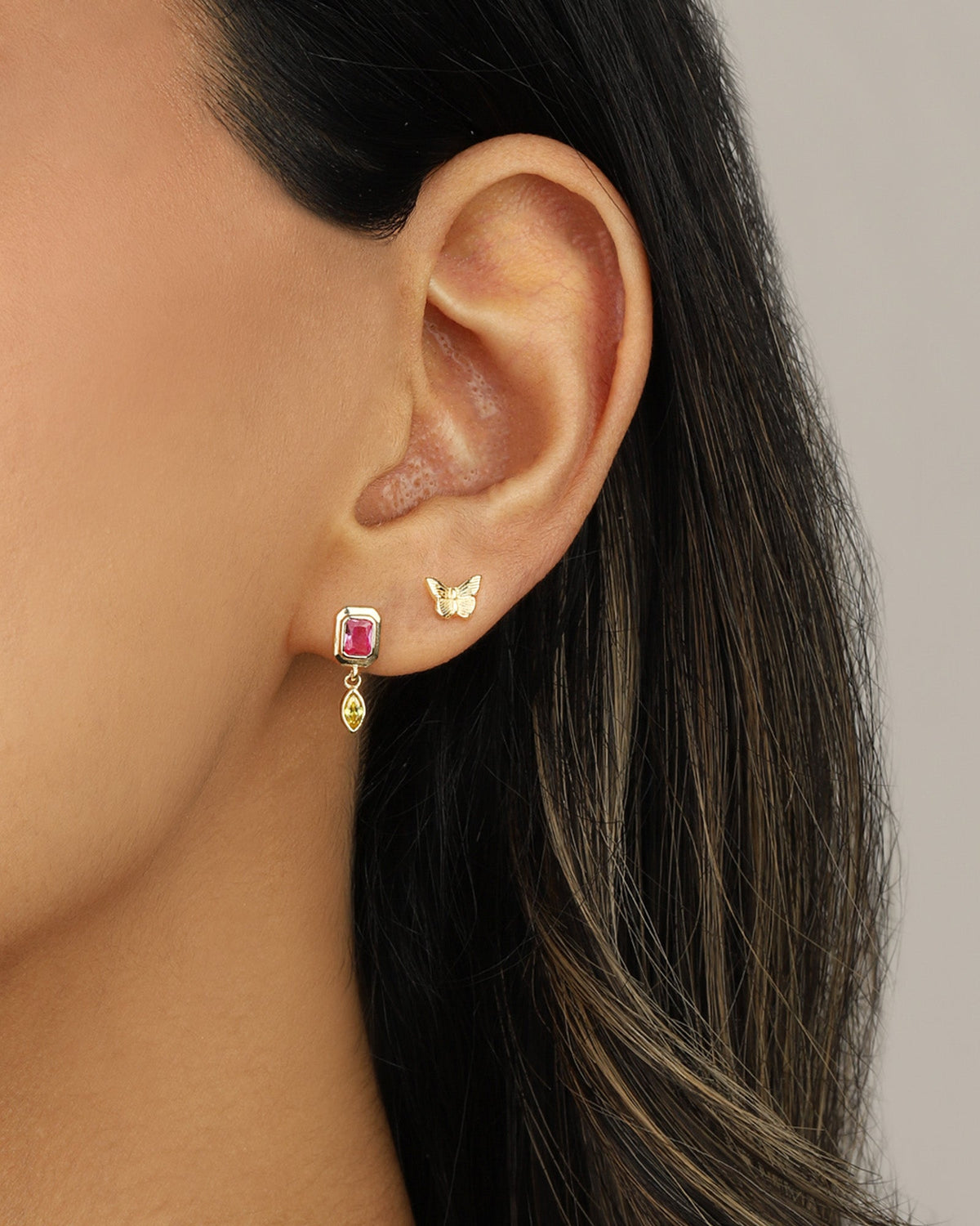 Emerald & Marquise Cut CZ Drop Studs