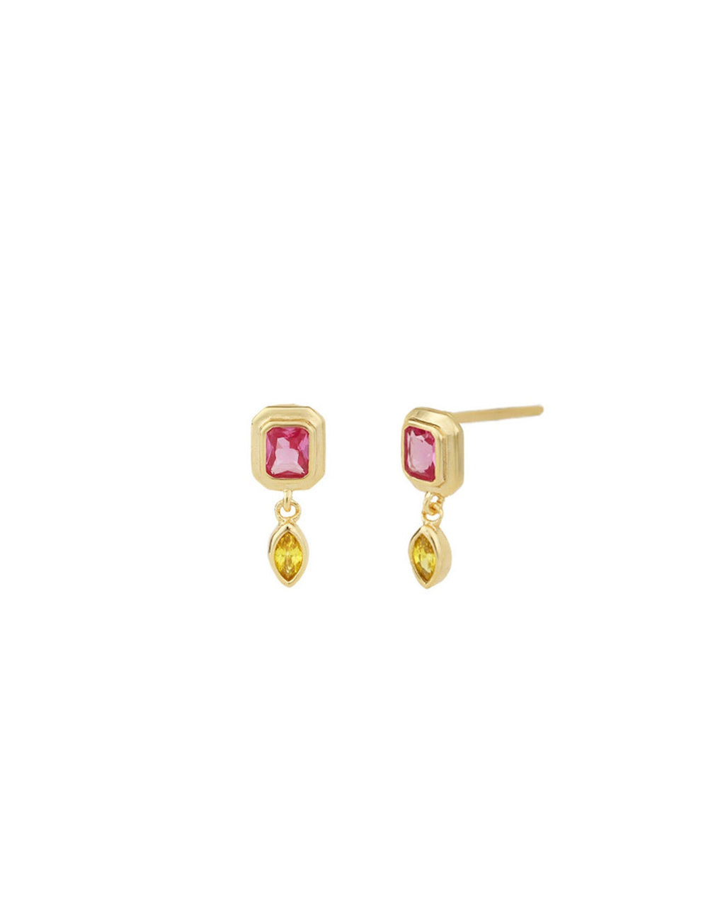 Emerald & Marquise Cut CZ Drop Studs