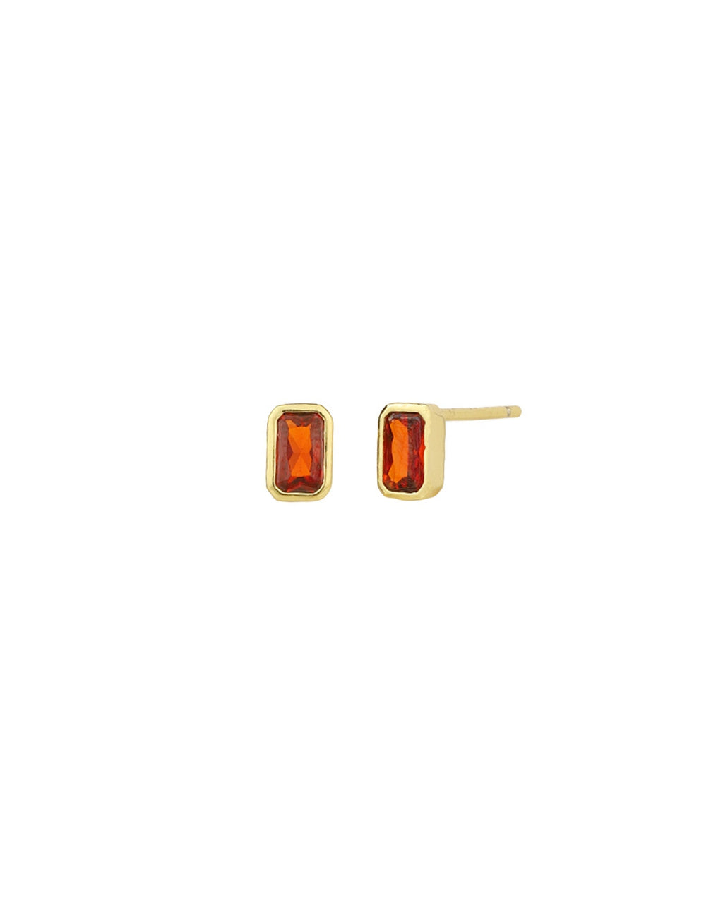 Emerald Cut Bezel CZ Studs