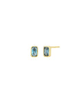 Emerald Cut Bezel CZ Studs