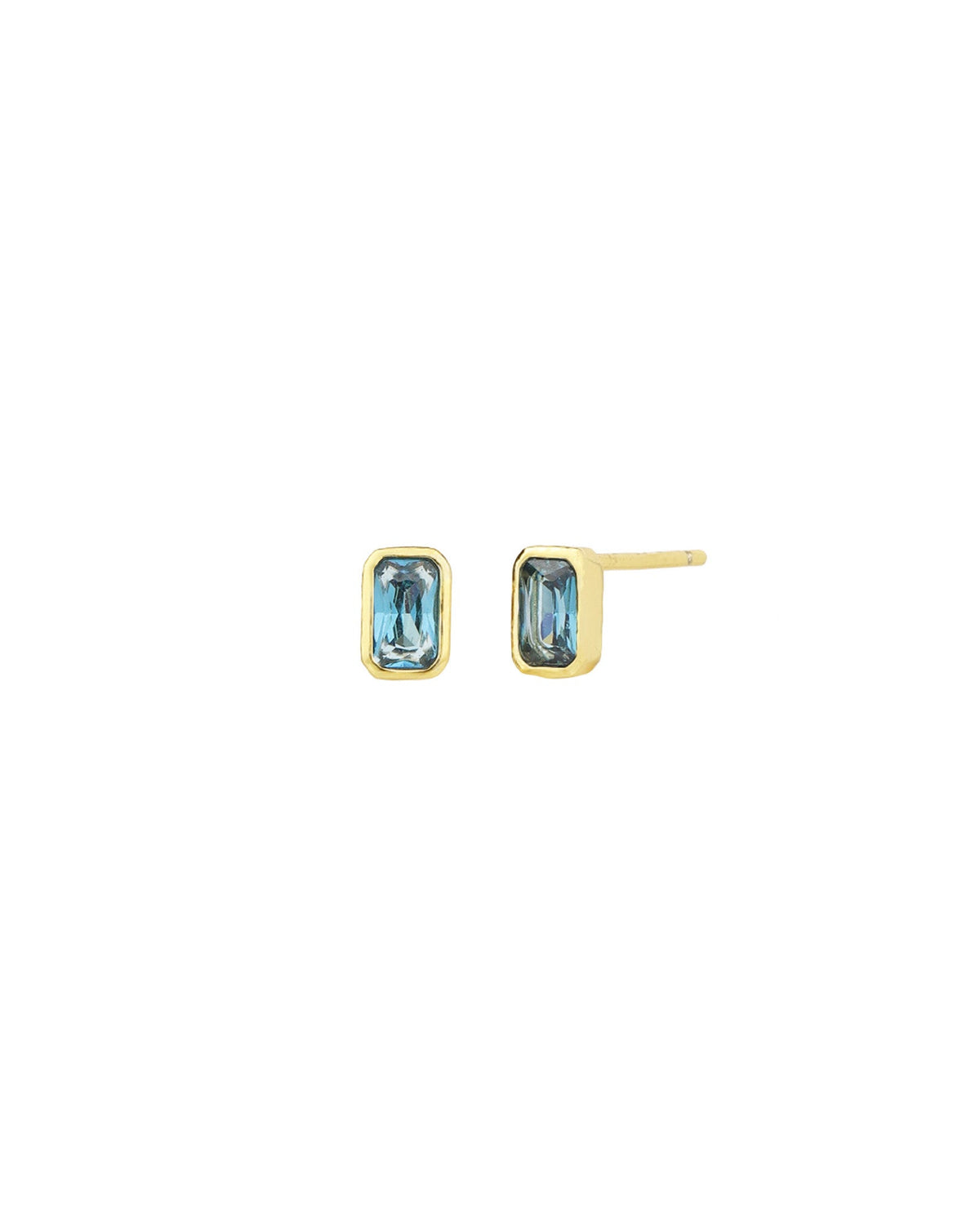 Emerald Cut Bezel CZ Studs
