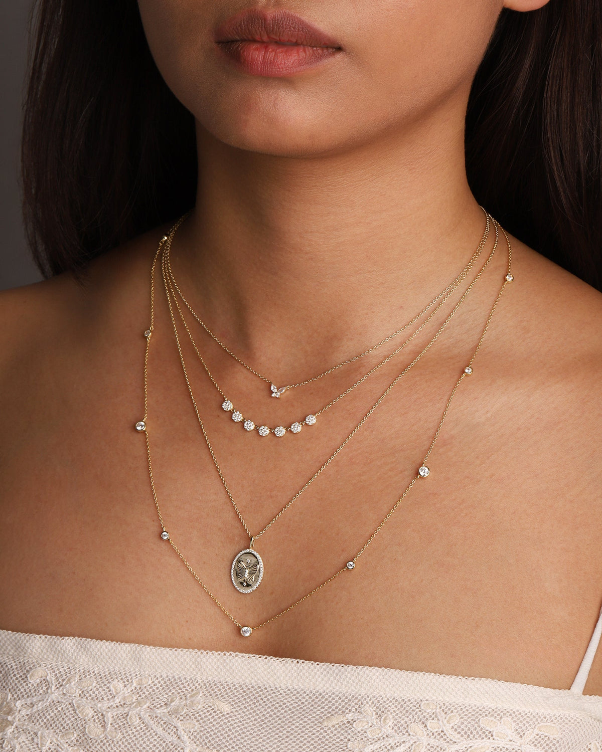 Gradual Station Bezel Necklace