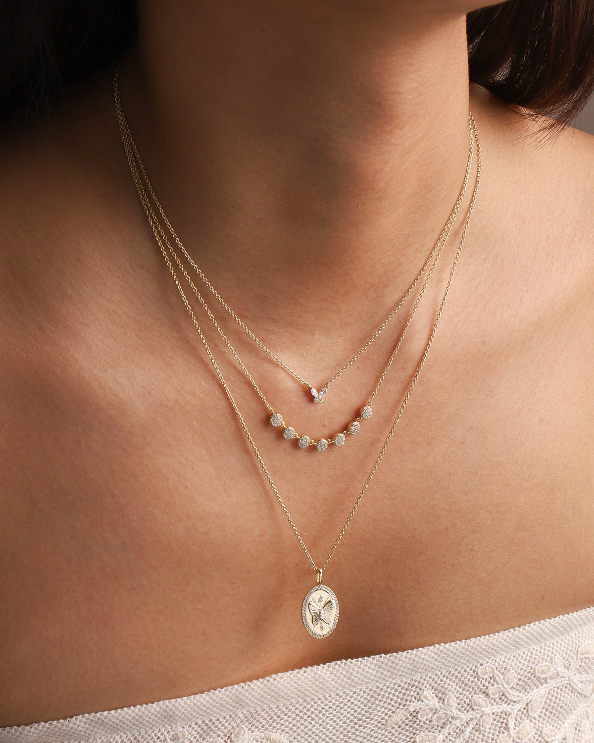 Multi Disc Pavé Necklace