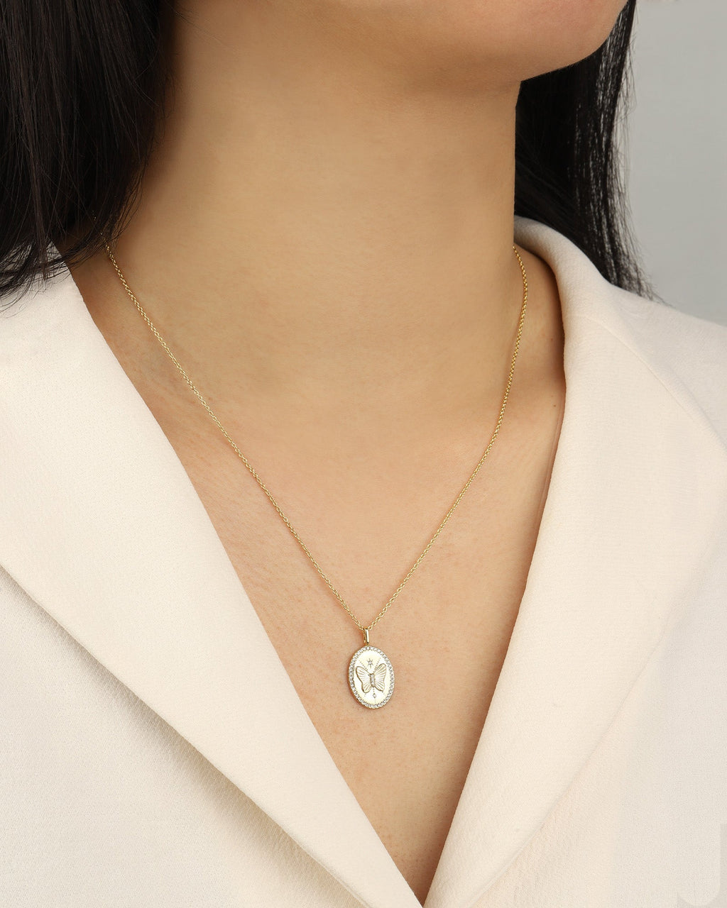 Oval Butterfly Necklace