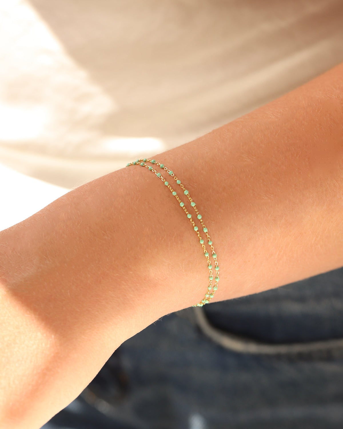 Two Row Enamel Beaded Chain Bracelet