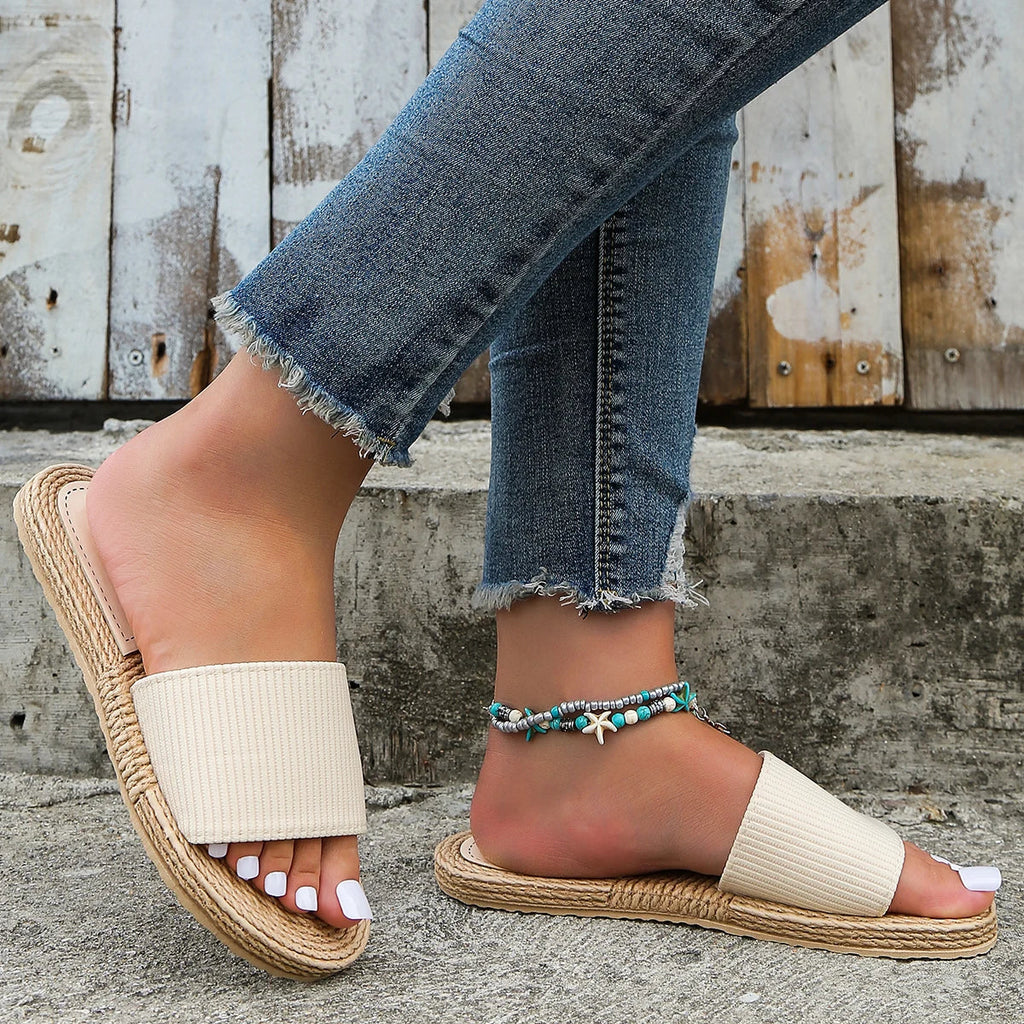 Beige flat sandals