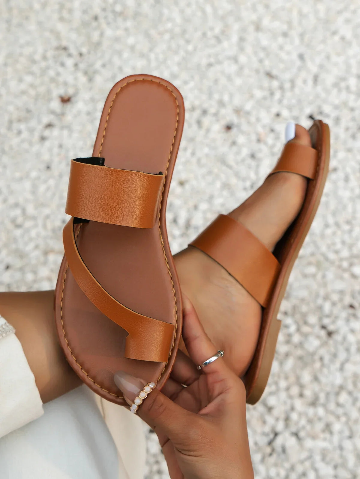 Bohemian-Style Flat Leather Sandals