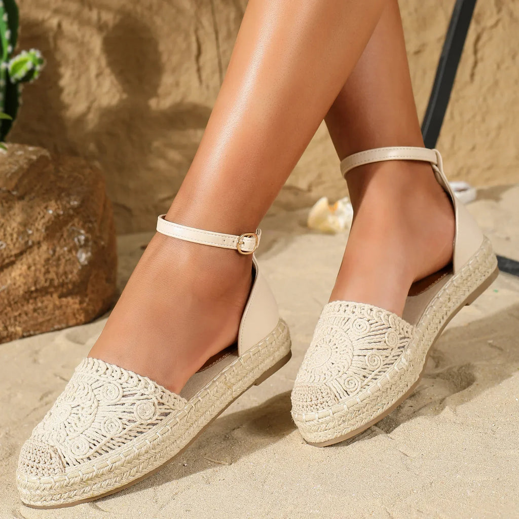 Vintage Beige Hemp Sandals for Women