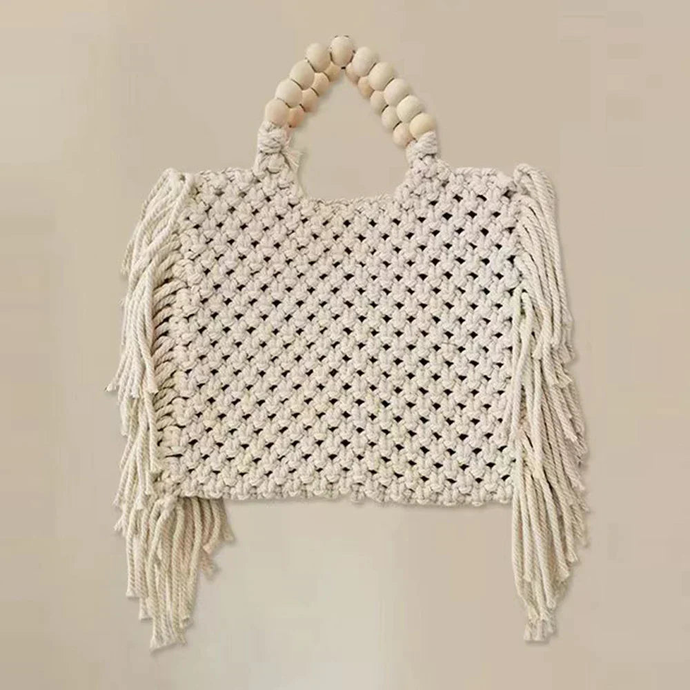 White Crochet Bag with Fringes
