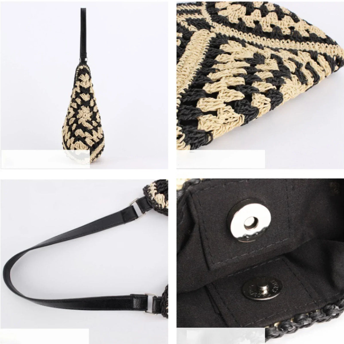 Black and White Woven Tote Bag