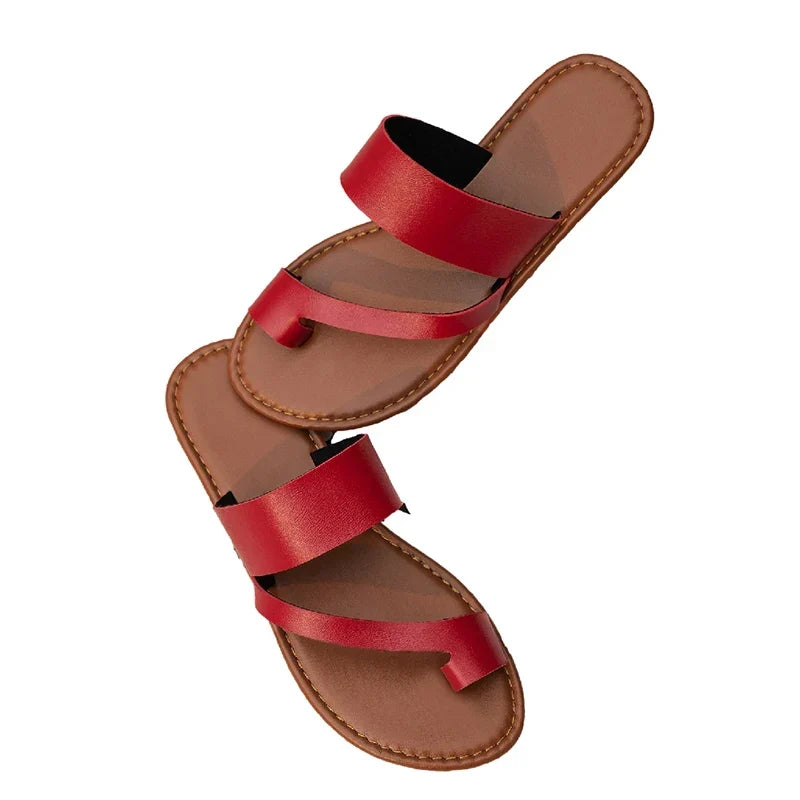 Bohemian-Style Flat Leather Sandals