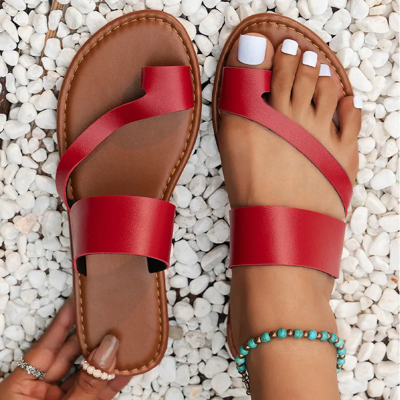 Bohemian-Style Flat Leather Sandals