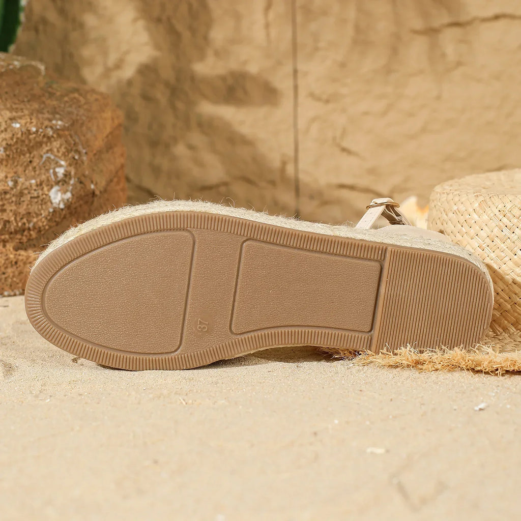 Vintage Beige Hemp Sandals for Women