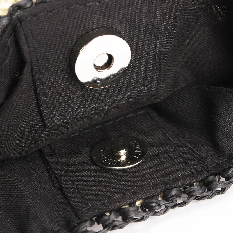 Black and White Woven Tote Bag