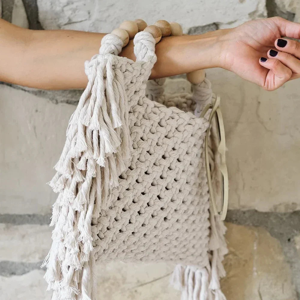 White Crochet Bag with Fringes