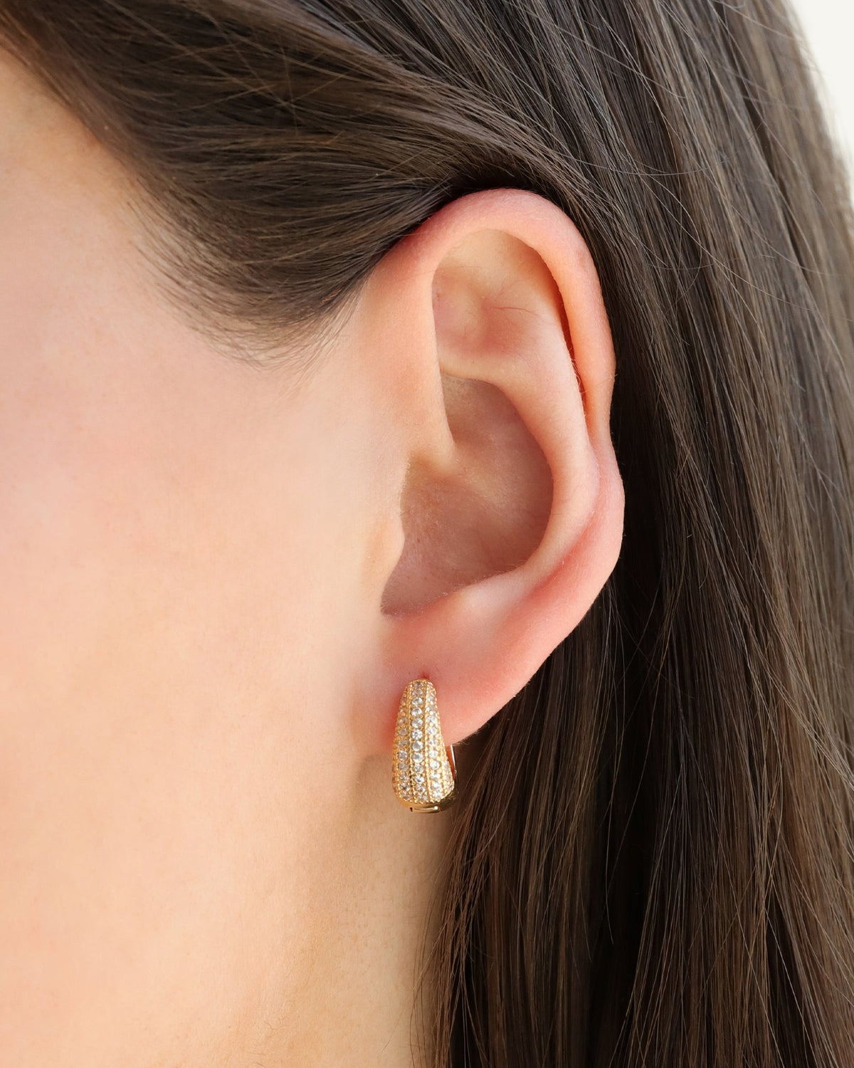 Half Pavé Tapered Huggies