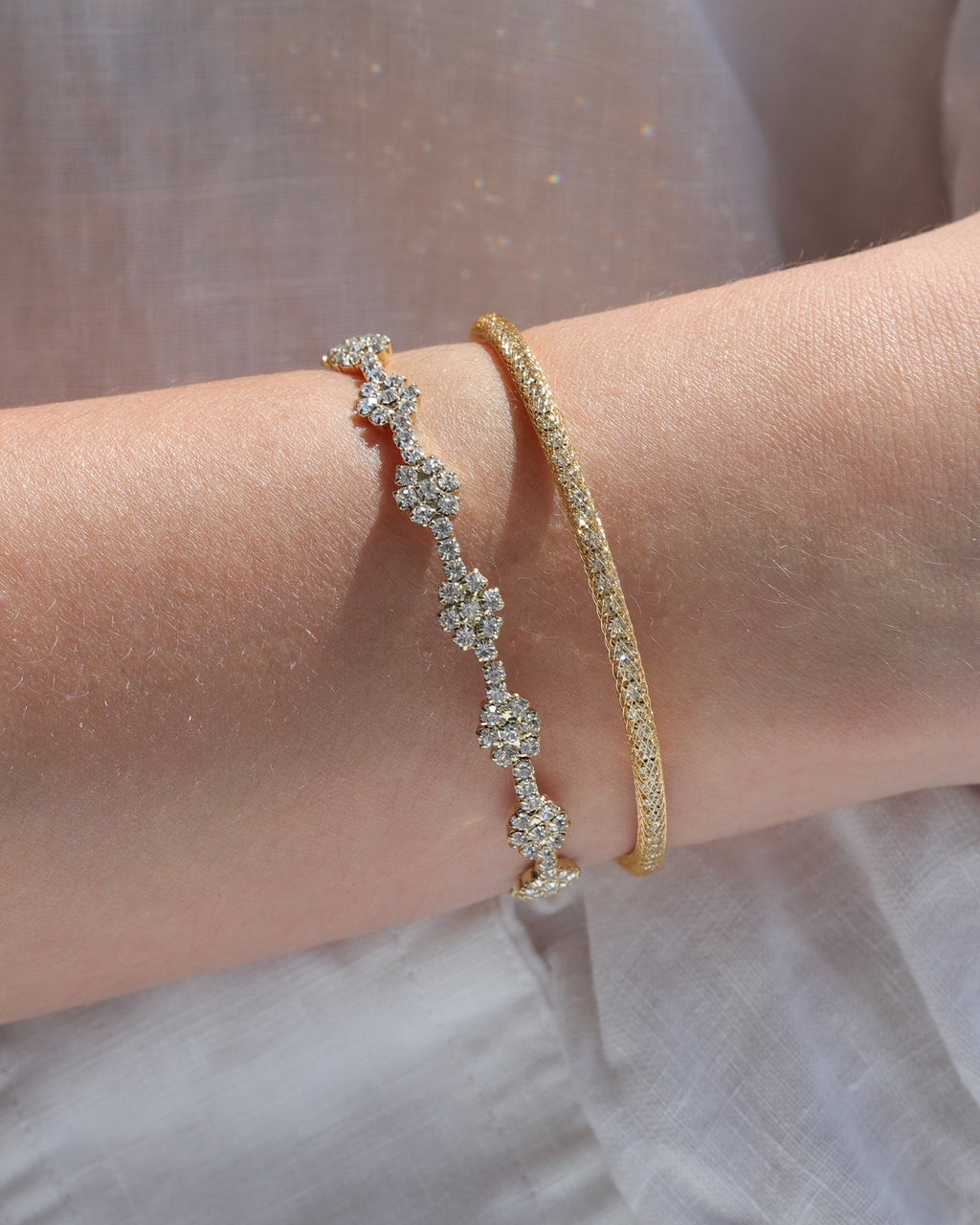 Mesh Round Crystal Cuff