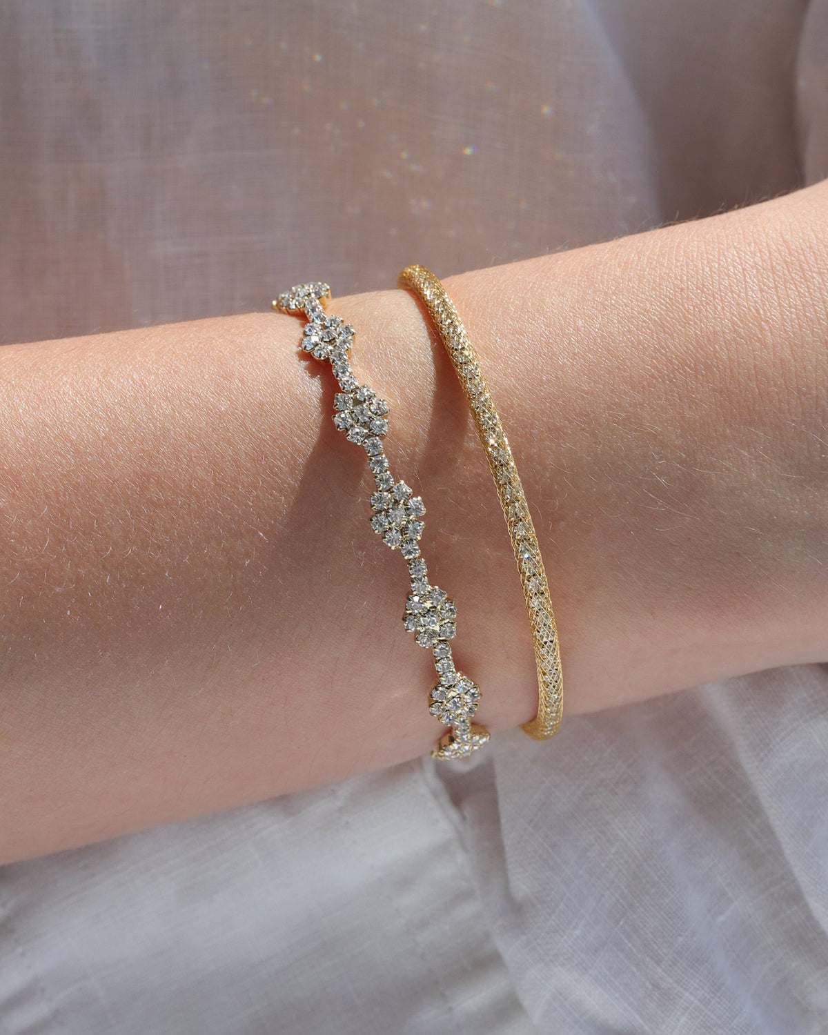 Mesh Round Crystal Cuff