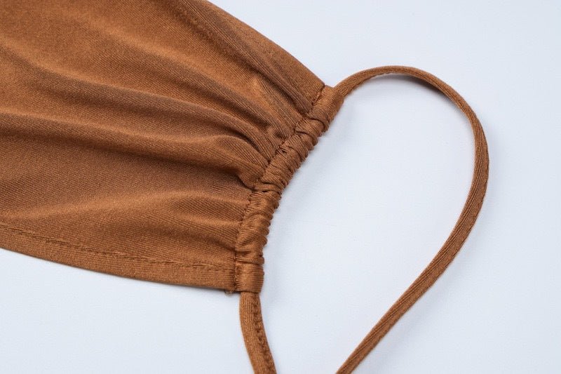 The Bold Allure | Solid Color One-Shoulder Backless Suspender Maxi Dress