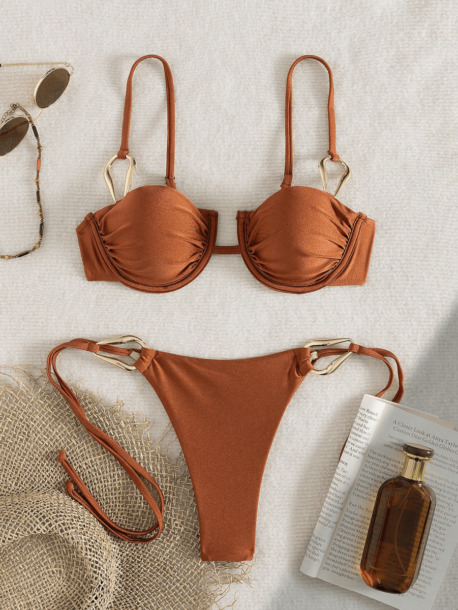Chain Bikini – Halter Top and Bottoms with Side Ties