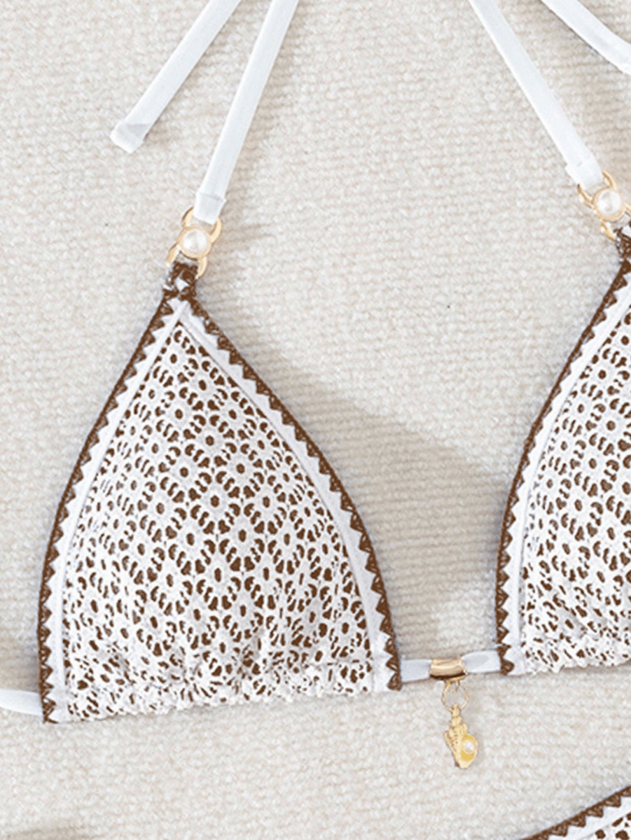 Lace Capri Bikini – Triangular Crochet with Metal Accents