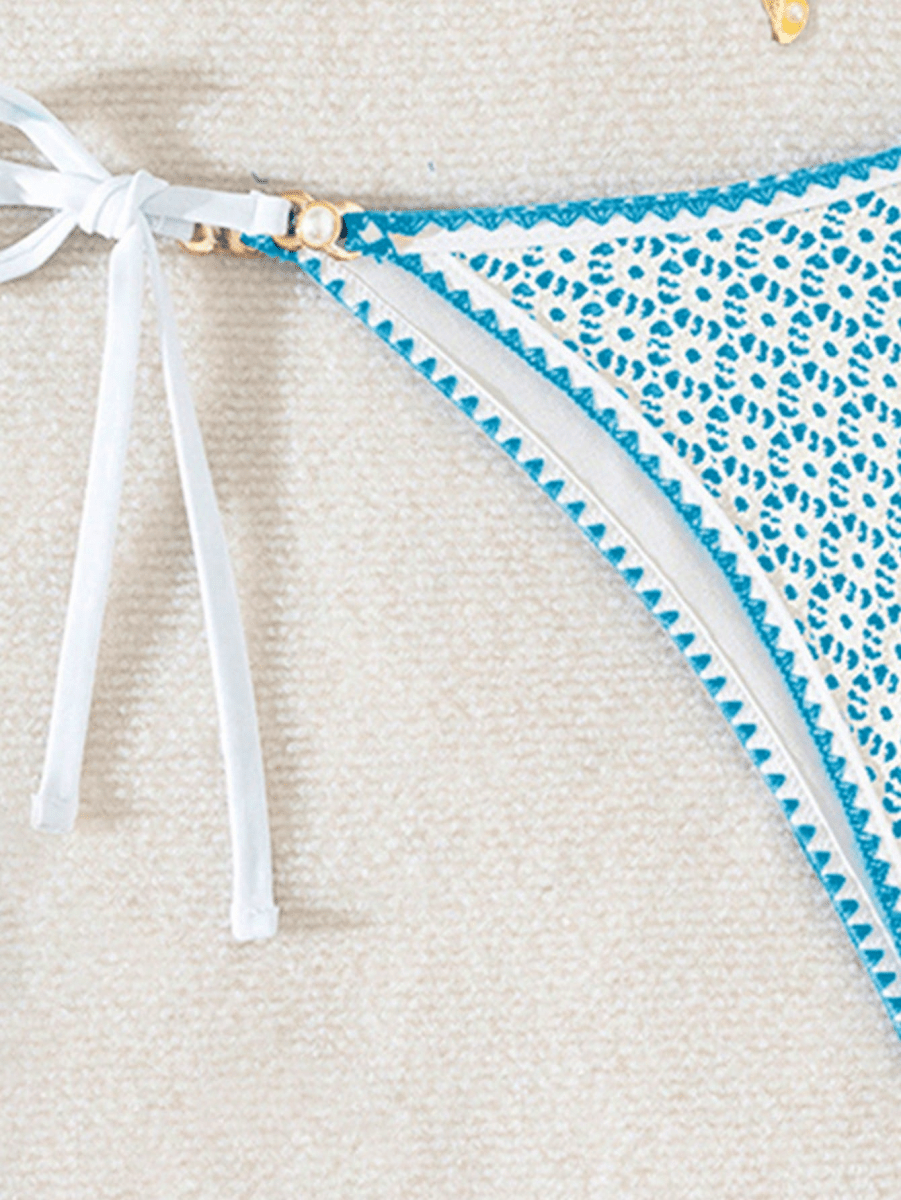 Lace Capri Bikini – Triangular Crochet with Metal Accents