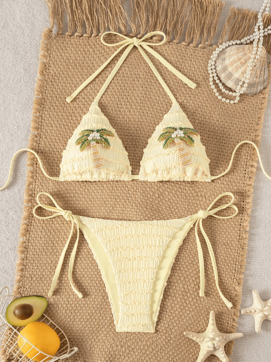 Lace Capri Bikini – Triangular Crochet with Metal Accents