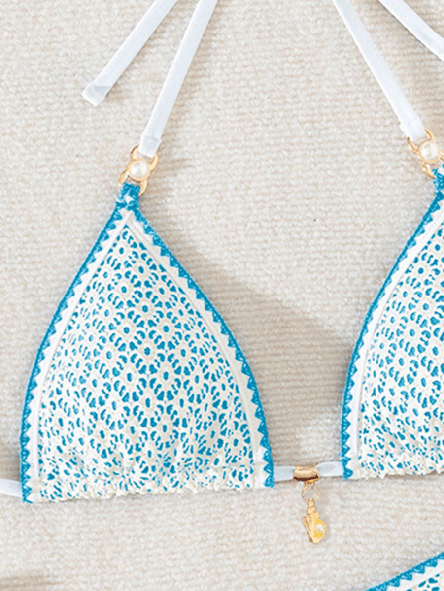 Lace Capri Bikini – Triangular Crochet with Metal Accents