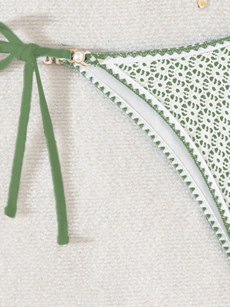 Lace Capri Bikini – Triangular Crochet with Metal Accents