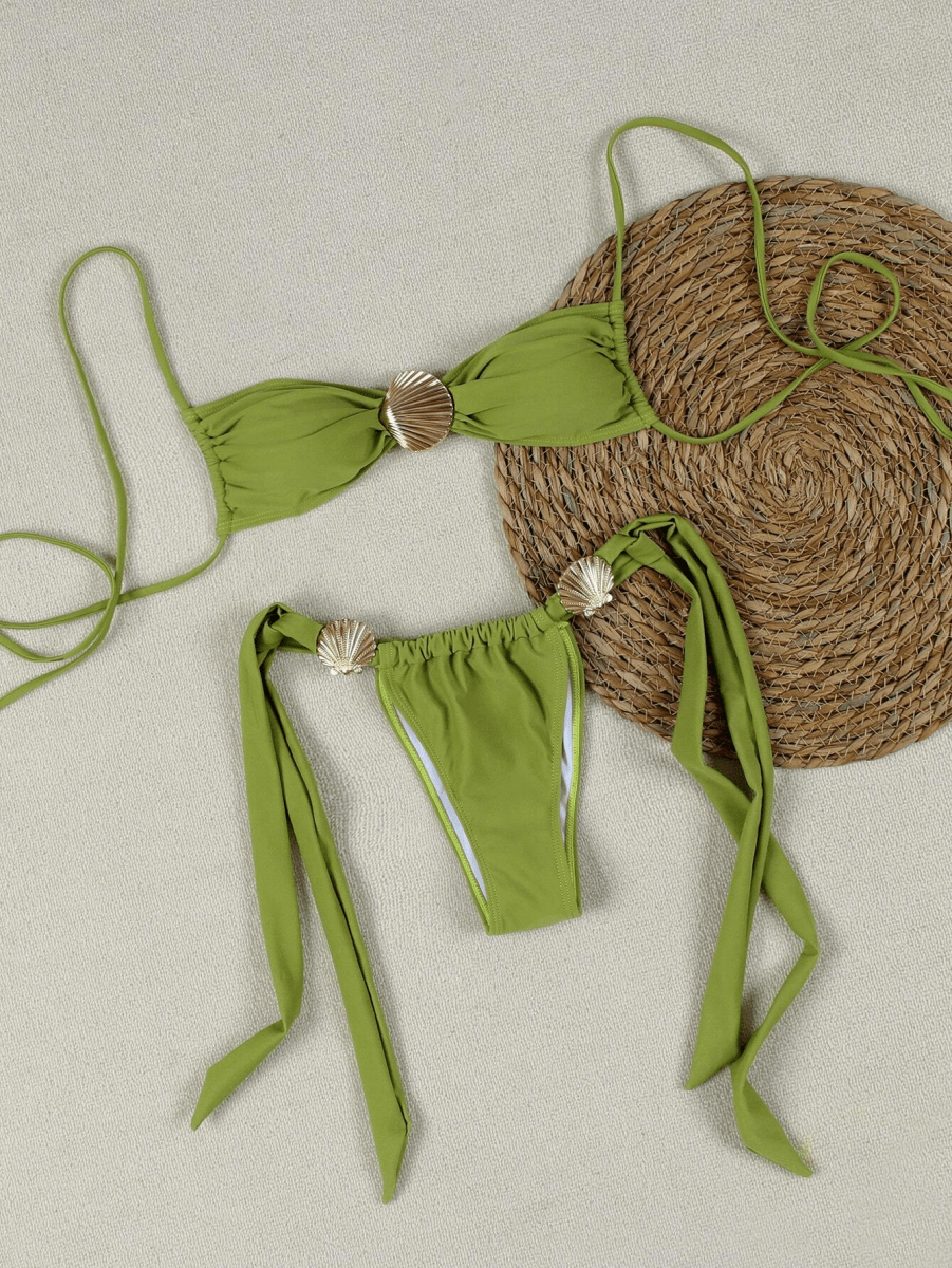 Concha Bikini – Strapless Top with Gold Clasp and Bows