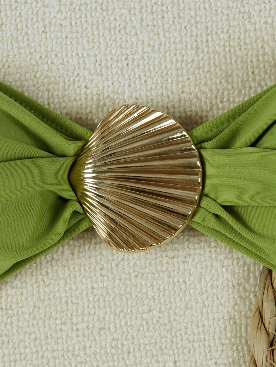 Concha Bikini – Strapless Top with Gold Clasp and Bows