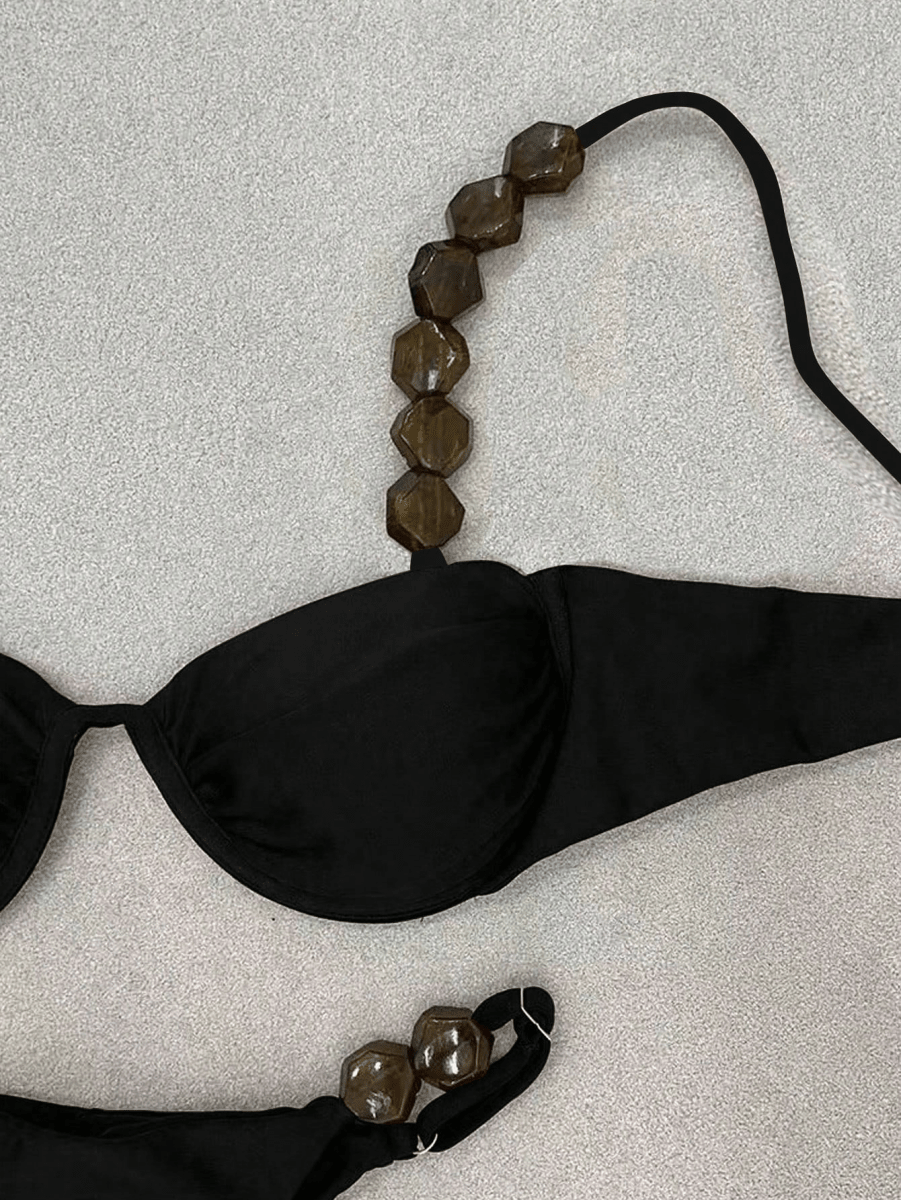 Ebony Bikini – Push-Up with Geometric Beads