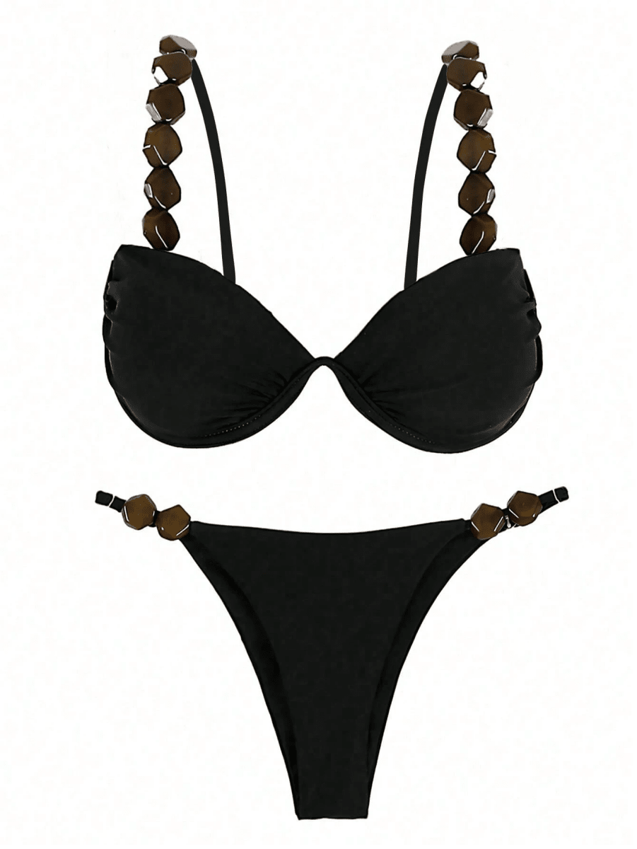 Ebony Bikini – Push-Up with Geometric Beads