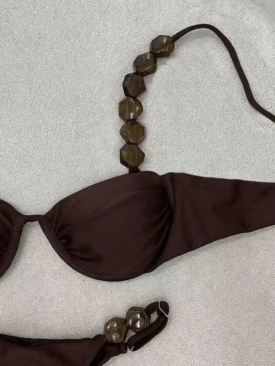 Ebony Bikini – Push-Up with Geometric Beads