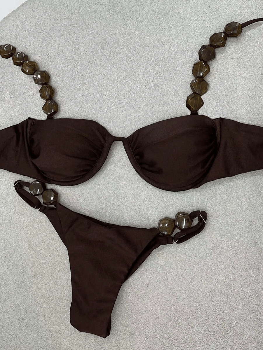 Ebony Bikini – Push-Up with Geometric Beads