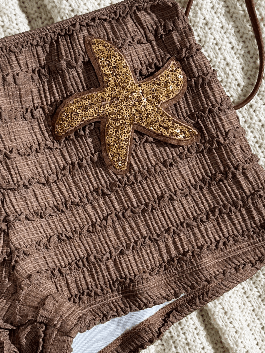 Estrella Bikini – Triangle Top with Shorts and Gold Patch