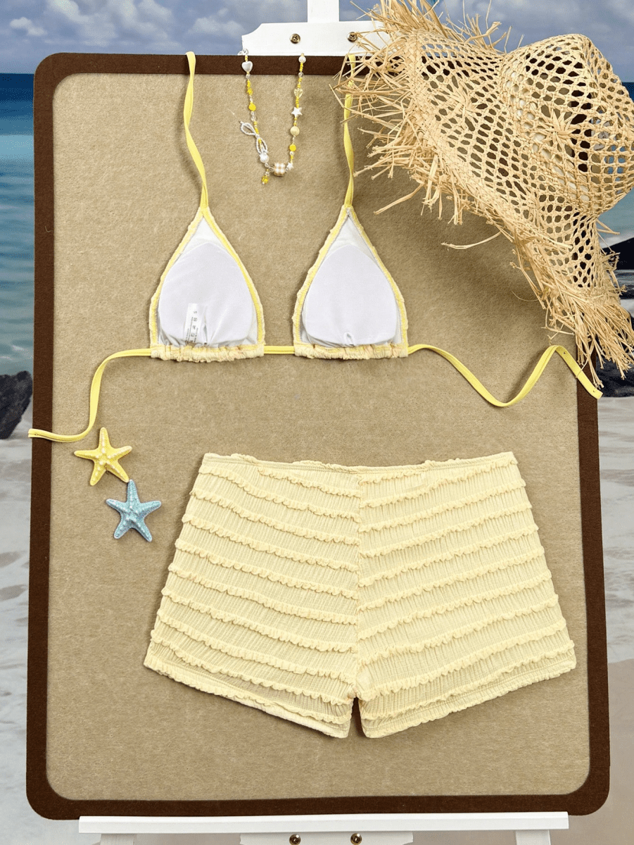 Estrella Bikini – Triangle Top with Shorts and Gold Patch