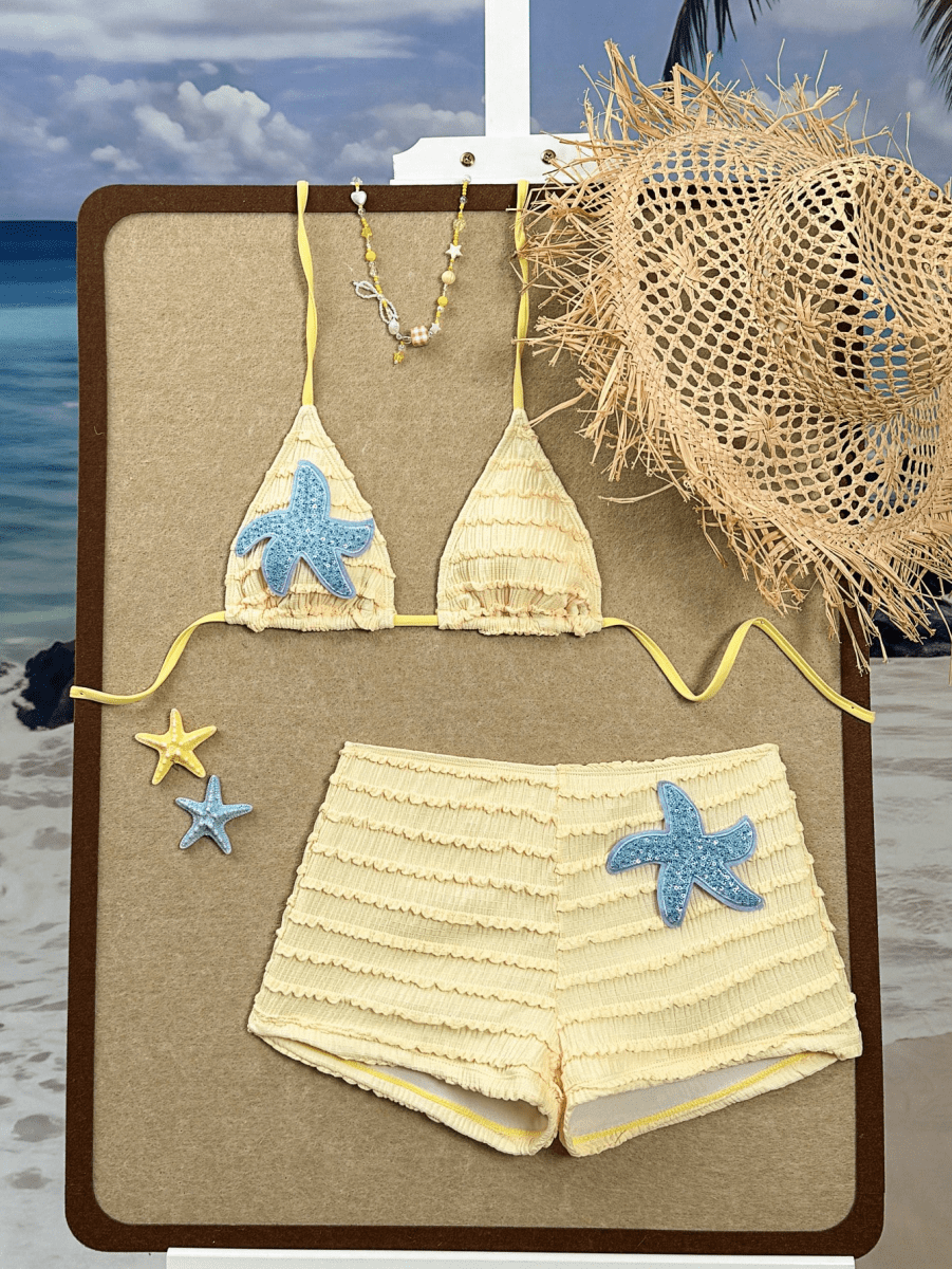Estrella Bikini – Triangle Top with Shorts and Gold Patch
