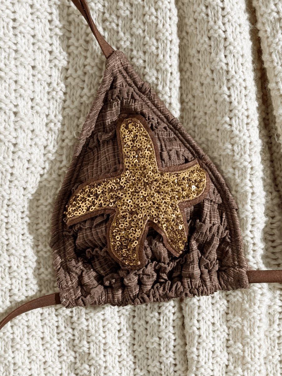 Estrella Bikini – Triangle Top with Shorts and Gold Patch
