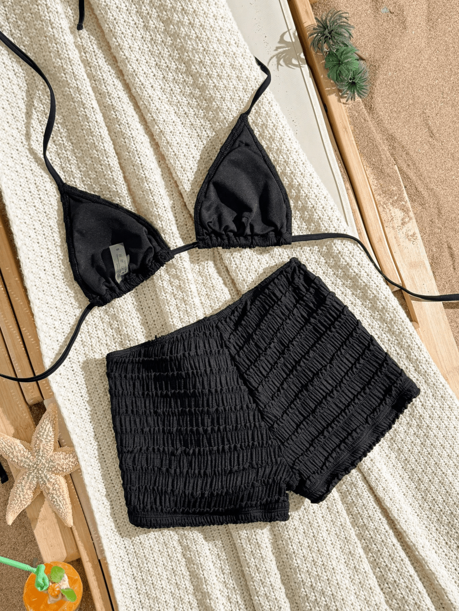 Estrella Bikini – Triangle Top with Shorts and Gold Patch
