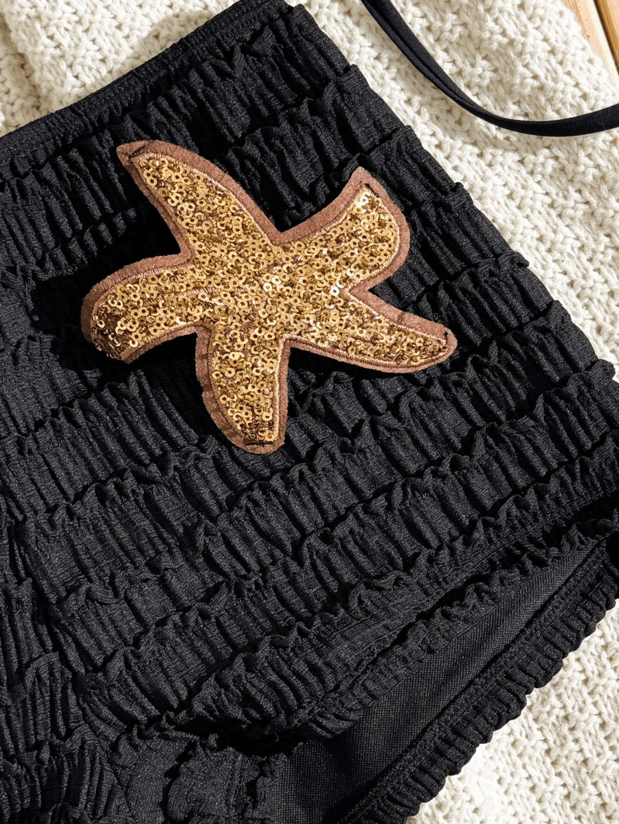 Estrella Bikini – Triangle Top with Shorts and Gold Patch