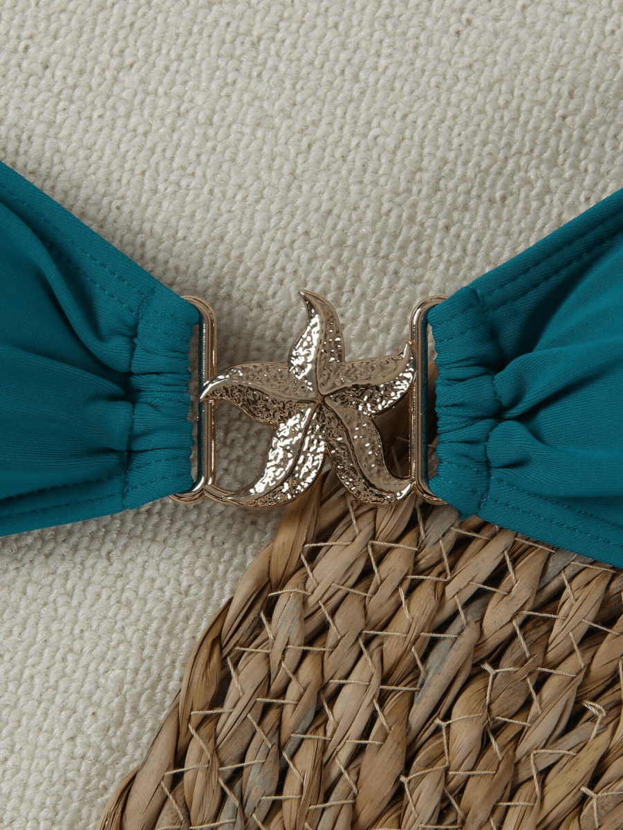 Marina Bikini – Triangle Top with Star Clasp and Gold Bows