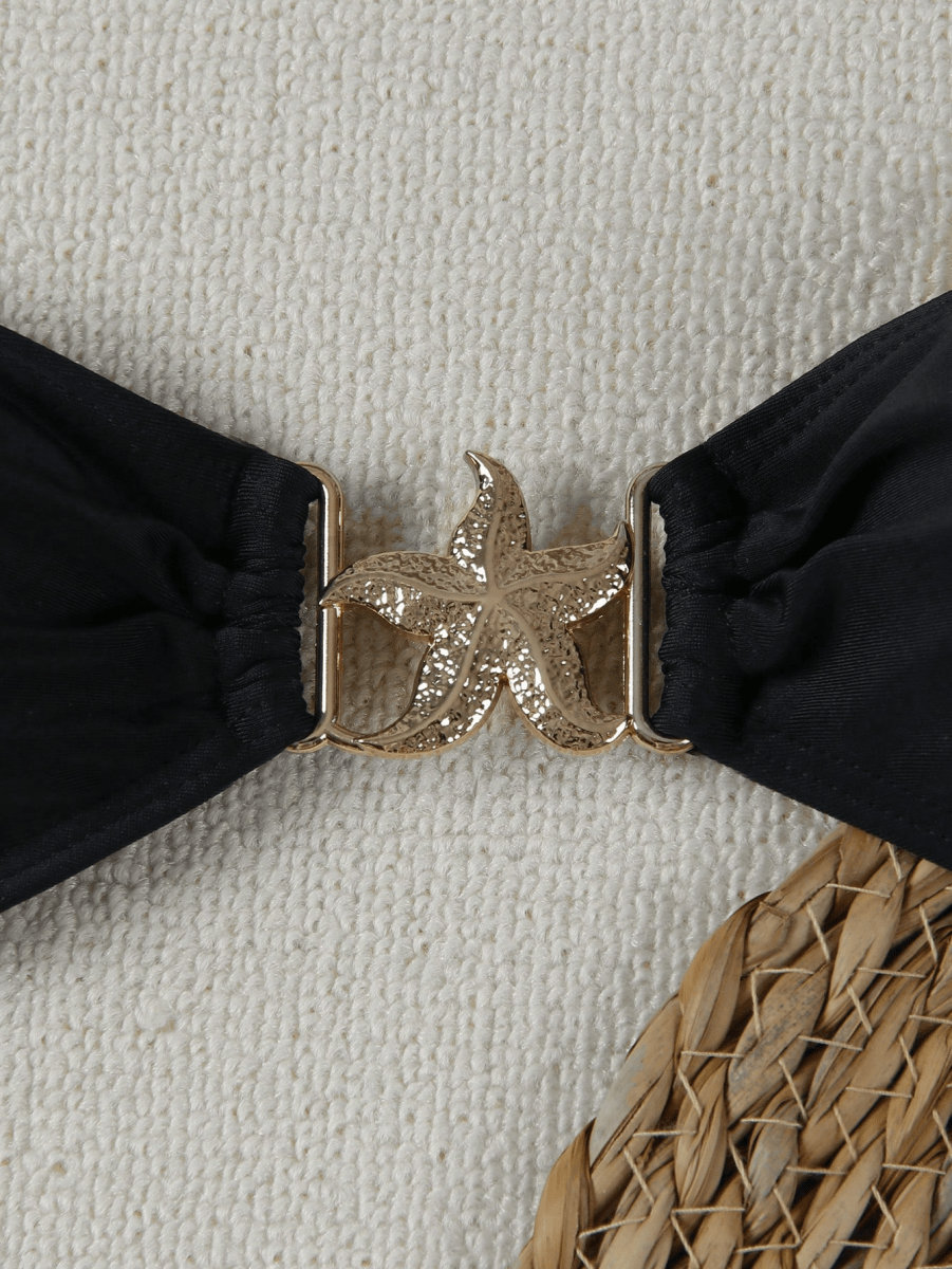 Marina Bikini – Triangle Top with Star Clasp and Gold Bows