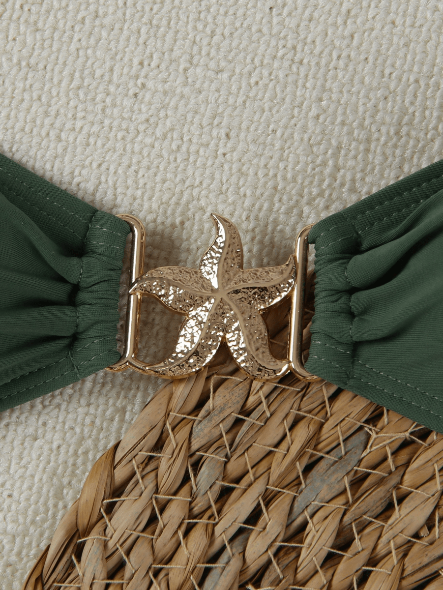 Marina Bikini – Triangle Top with Star Clasp and Gold Bows