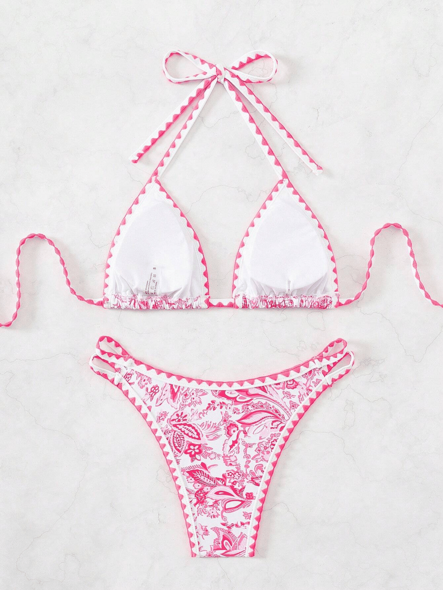 Paisley Bikini – Triangular Halter Top with Floral Print