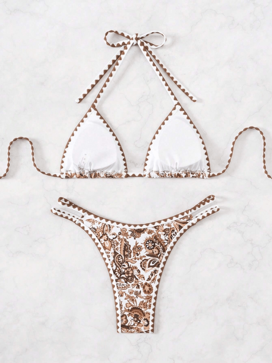Paisley Bikini – Triangular Halter Top with Floral Print